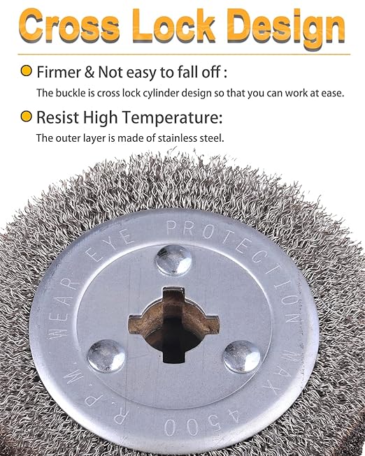 4.7" x 4" Stainless Steel Wire Brush Drum Surface Conditioning Tool, Drawing Wheel Wire Wheel Burnishing Tool for Metal Surface Polishing Grinding Removing Rust-3/4 Quad Keyway(0.3 mm Wire)
