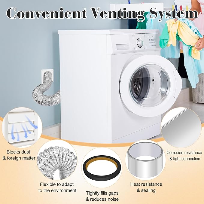 4 Inch Dryer Vent Kit Through Wall with Hose/Duct Connector/Wall Plate, Dryer Vent Hose Connector Wall Ducting Kit for Bathroom Ventilation Fans Exhaust,Ceiling Washer Air Circulation Coldairsoap