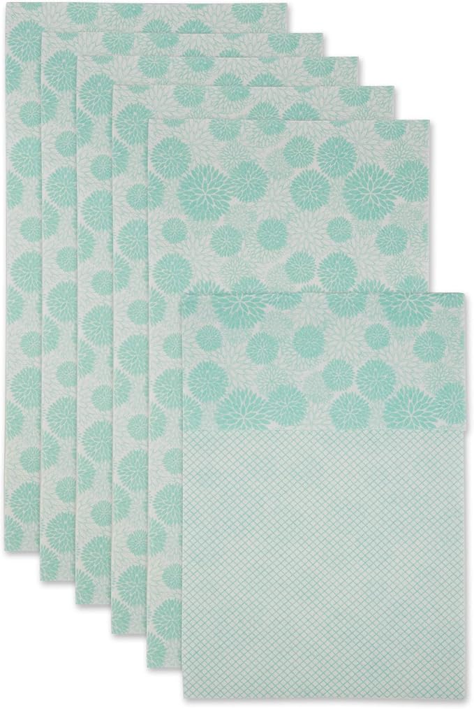 DII Fridge Liner Collection Non-Adhesive, Cut to Fit, 12x24, Aqua Dahlia, 6 Piece