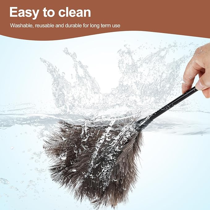 Ostrich Feather Duster-14.9 Inch Mini Natural Feathers Dusters with Plastic Handle Reusable Handheld for Cleaning Supplies Home Car Office(4pcs)