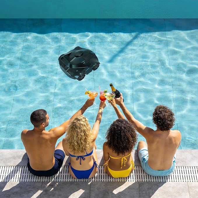 GarveeTech Robotic Pool Cleaners Cordless Robotic Pool Cleaner for Above Ground Pools - 130 Min Runtime, Self-Charging, Cleans Up to 860 Sq Ft, Lightweight & Portable Design