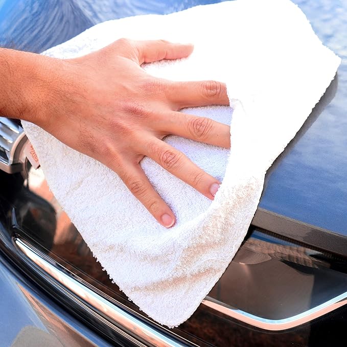 Arkwright W11 Terry Cloth Towels for Cleaning - Soft Cotton Blend Washable Multi-Purpose Bar Mop, Absorbent & Quick Dry, Box of Rags for Kitchen, Auto Shop, and Garage, 5 lb, White