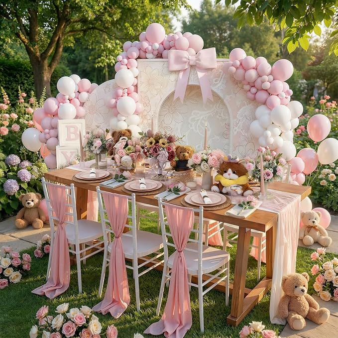 KIRE 350 PCS Pink Plastic Plates - Pink and Gold Disposable Dinnerware 50 Guest Include 50 Dinner Plate - 50Dessert Plate - 50Pre Rolled Napkins with Silverware for Party/Wedding/Baby Shower