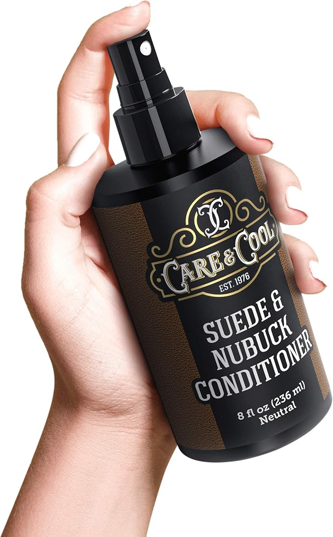 Care & Cool Suede and Nubuck Conditioner, Renovator, and Protector (8 Fl Oz). Your Best Choice for Waterproofing and Rejuvenating The Delicate Structure Against The Elements and Abrasive Impurities.