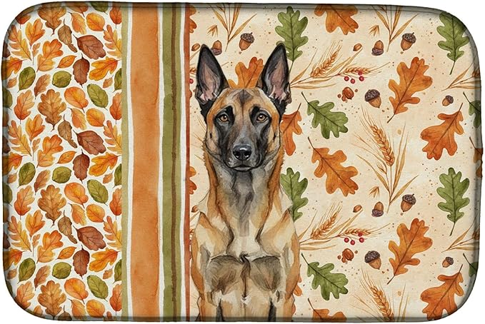 Caroline's Treasures Belgian Malinois Heirloom Fall Dish Drying Mat Absorbent Dish Drying Mat Pad for Kitchen Counter Dish Drainer Mat for Countertop, 14 x 21", Multicolor