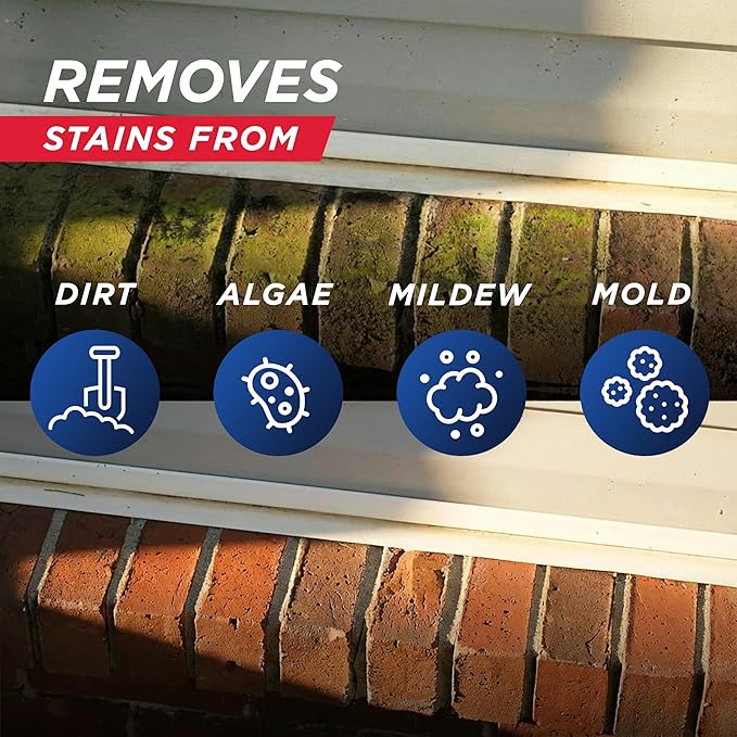 30 SECONDS Outdoor Cleaner 2 Pack with Hose End Sprayer - Cleans Stains from Algae, Mold and Mildew on Vinyl Siding, Deck, Patio, Brick and More