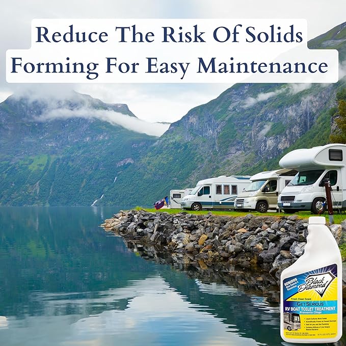 GET SERIOUS RV, Boat, Camper Chemical Toilet Holding Tank Treatment and Deodorizer. Works Faster Than Tablets or Packs in Grey and Black Water. Concentrated Stress Relief Fragrance. Eliminates Smells