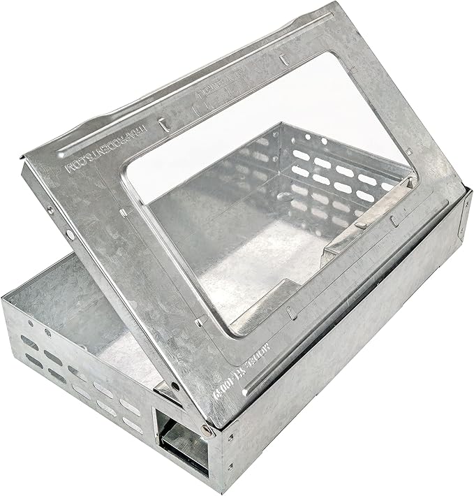 Humane Mouse Trap 2-Pack – No Winding or Resetting, Non-Jamming, Clear Window View, Silver, No-Kill Indoor Mouse Traps, Preferred by Professional Pest Controllers