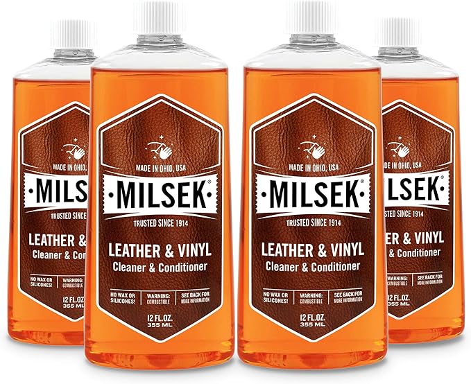 Milsek Leather Leather & Vinyl Cleaner, 12-Ounce, Pack of 4, Orange (LC-4)