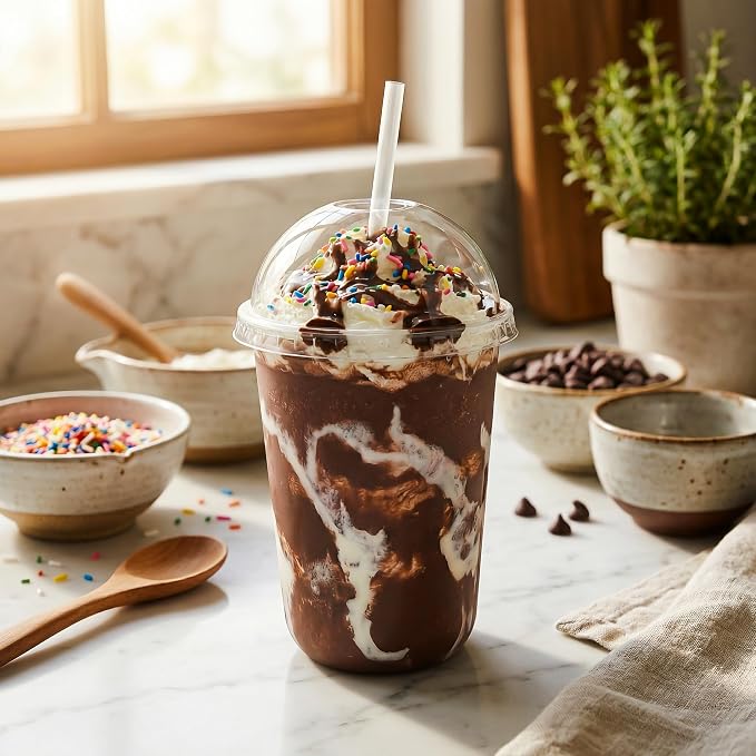 Qsqwsuye 50 Set 16oz Disposable Clear Plastic Cup with Lids and Straws, Sturdy & Food Safe Iced Coffee Cups, Plastic Cold Drinks Cups for Smoothie, Milk Tea, Assorted Beverages Party Supplies
