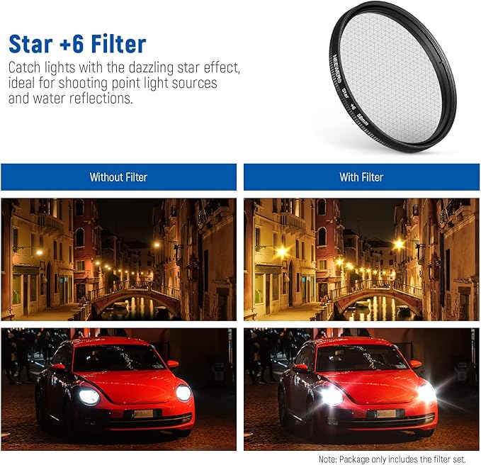NEEWER 58mm Lens Filter Kit with Clip, CPL + ND32 + Starlight + 4 Graduated Colors, Compatible with iPhone 17 16 16e 15 14 Pro Max Canon Nikon Sony Camera