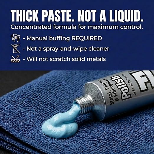 Flitz Metal Polish Paste - 1.76oz USA-Made Polish for Solid Chrome, Stainless Steel, & Aluminum - Non-Abrasive for Light Oxidation - Requires Manual Buffing - Not for Plated/Coated Surfaces (1 Pack)