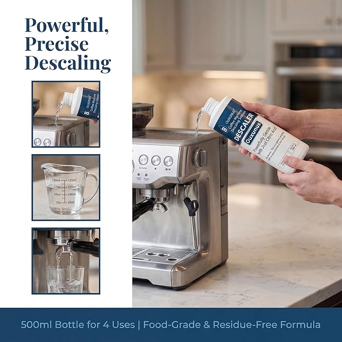 4-Pack Water Filter & 16.9 fl oz Descaler Kit, Compatible with Breville Barista Touch BES880, Barista Pro BES878, Oracle BES980 & More Espresso Machines, 4-Use Descaling Solution (4)