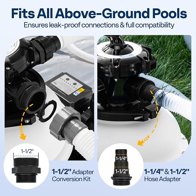 VIVOHOME 13 in Sand Filter Pump for Above Ground Pool, 0.75 HP 3618 GPH, Swimming Pool Filter System with 24H Timer & 6-Way Valve, High-Efficiency Filtration for Pools Up to 15,000 Gallons