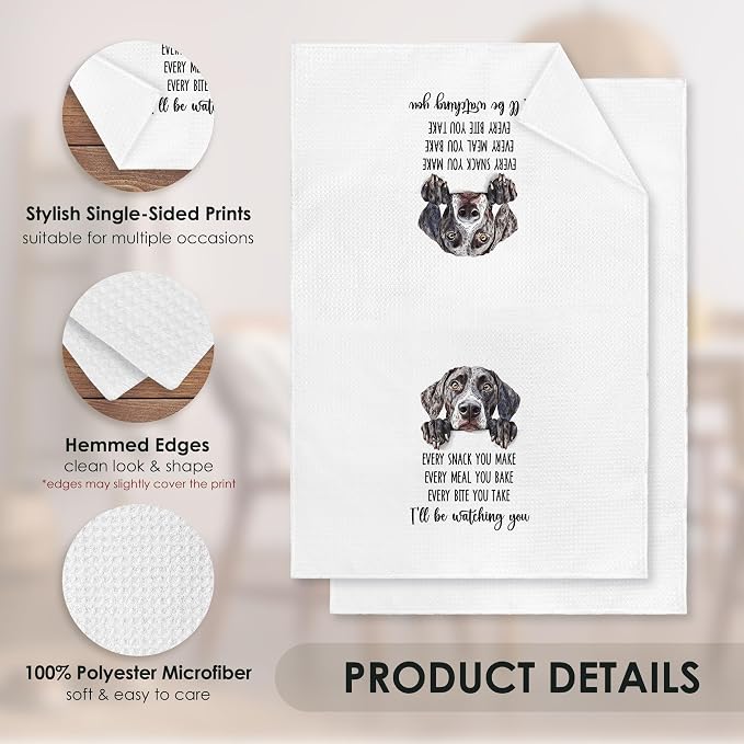 German Shorthaired Pointer Kitchen Towel Gifts Decorative Set of 2, GSP Dog Dish Towels Tea Towels, German Short Haired Dog Waffle Weave Microfiber Hand Towel for Kitchen Bathroom Decor 16x24
