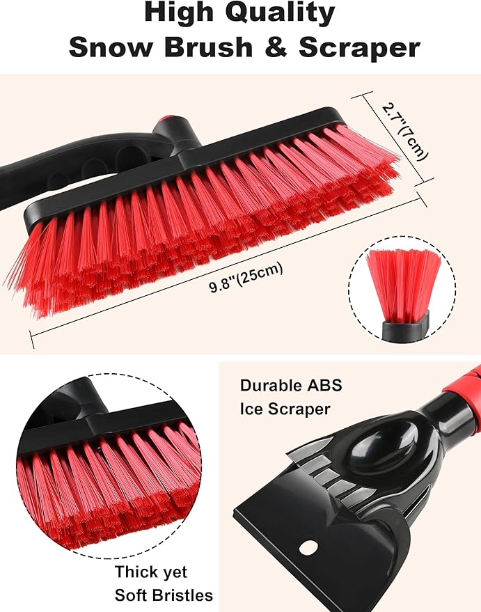anngrowy 32" Snow Brush for Car Ice Scraper for Windshield Car Scraper for Ice and Snow Scraper with Brush, 62" Microfiber Car Wash Brush Mop Kit Mitt Sponge with Long Handle Car Cleaning Supplies Kit