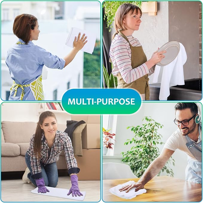 Newwiee 3 Pcs Extra Large Microfiber Cleaning Cloth 30" x 20" Washable Reusable Microfiber Towel Streak Free Lint Free Cloth for Cleaning Home Glass Office Window Bathrooms (White)