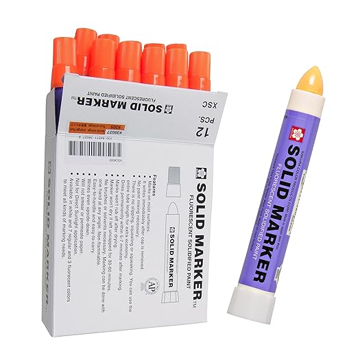 Sakura Solid Paint Markers - Permanent Marker Pens - Window, Wood & Glass Marker - Fluorescent Orange Paint - 12 Pack