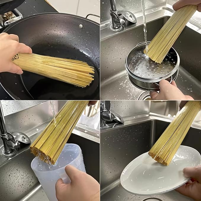2 Pack Upgraded Bamboo Wok Brush – Long Handle Natural Scrubber for Cast Iron & Carbon Steel Woks & Kitchen Cookware – Durable Eco-Friendly Kitchen Cleaning Brush (Improved Stability Version，Small)