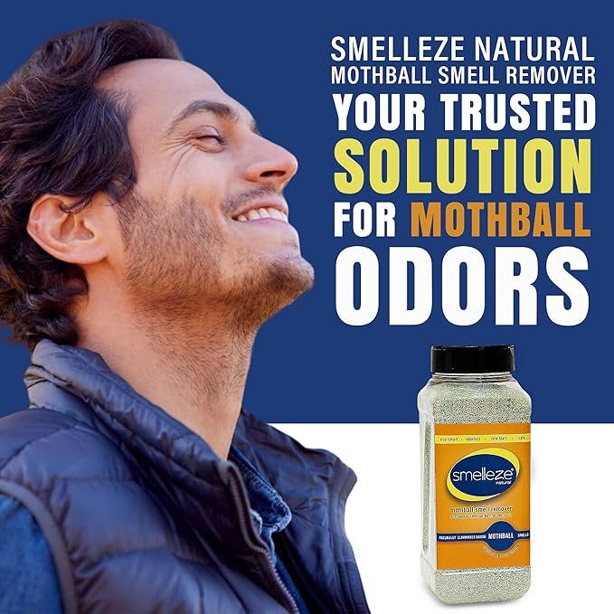 SMELLEZE Natural Mothball Smell Remover Deodorizer: 2 lb. Granules Gets Mothball Fumes & Odor Out