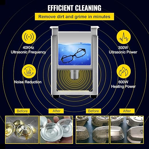 VEVOR 15L Upgraded Ultrasonic Cleaner (600W Heater,360W Ultrasonic) Professional Digital Lab Ultrasonic Parts Cleaner with Heater Timer for Glass Dental Instruments Cleaning
