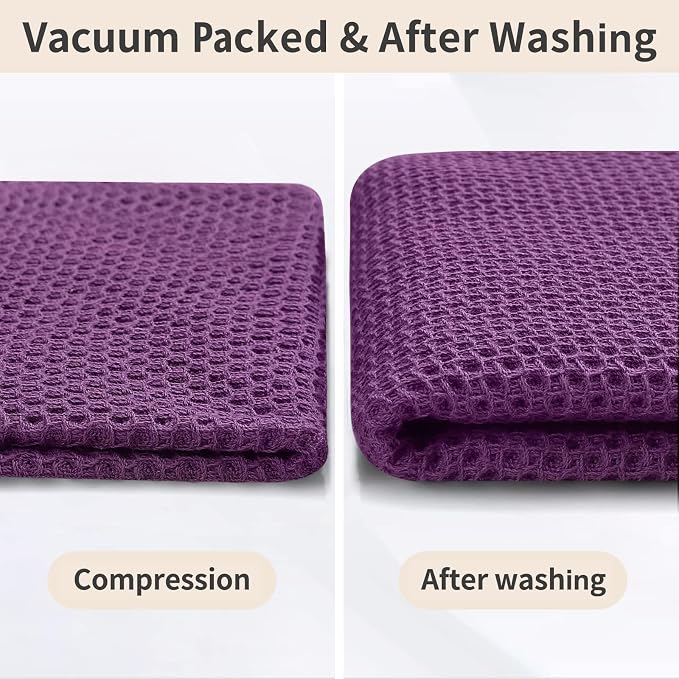 Homaxy 100% Cotton Kitchen Towels and Dishcloths Set, 12 x 12 Inches and 13 x 28 Inches, Set of 10 Bulk Kitchen Towels Set, Ultra Soft Absorbent Dish Cloths for Washing Dishes, Purple