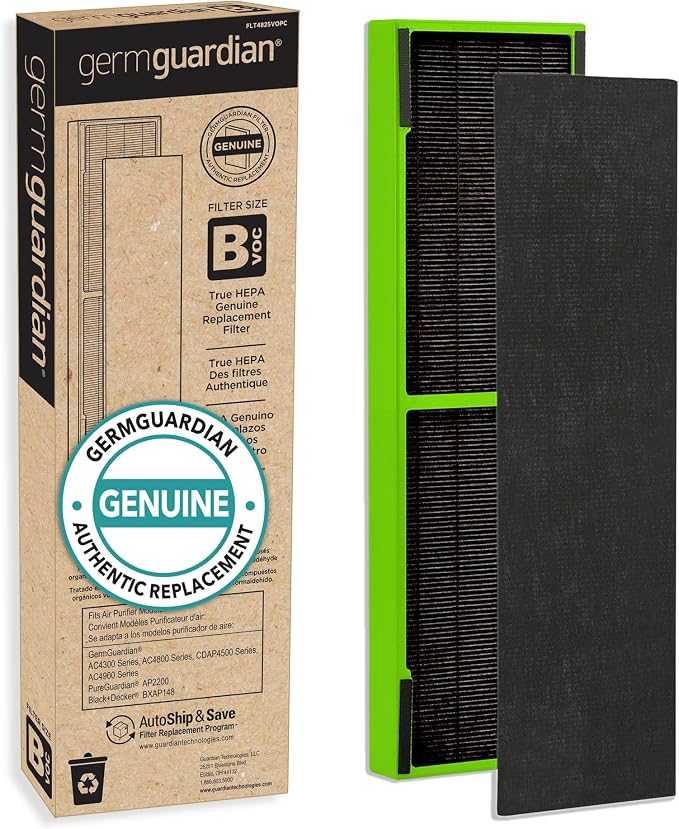 GermGuardian Air Purifier with HEPA 13 Filter, Removes 99.97% of Pollutants & Filter B Toxin Clear HEPA Genuine Replacement Filter, Removes 99.97% of Pollutants