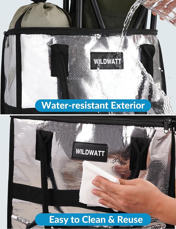 Reusable Rolling Shopping Bag with 5 Wheels, Foldable Grocery Cart Tote with Zipper, Lightweight Heavy-Duty Carry Bag Holds up to 66 lbs for Groceries, Laundry, Camping, Moving, Silver