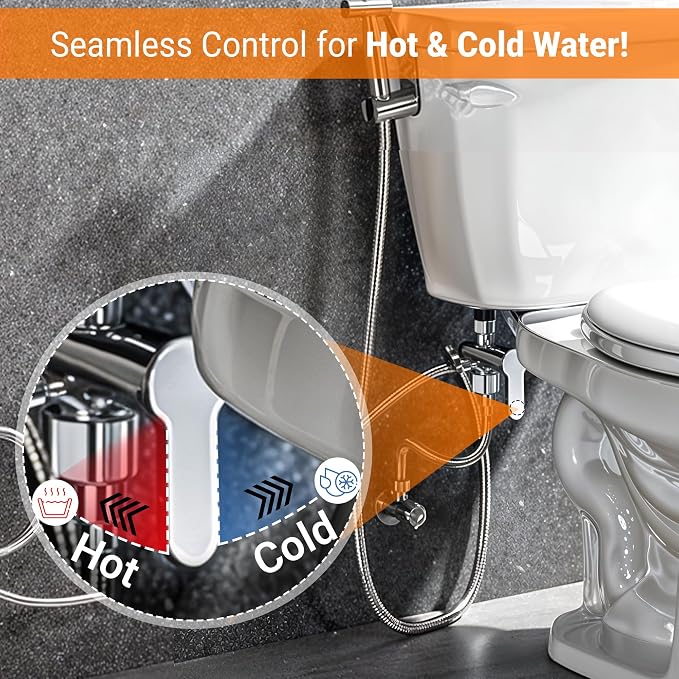 Hot and Cold Bidet Sprayer for Toilet w/Thermal Insulated Grip - Hot Water 180°F Handheld Sink Bidet Shataff - Diaper Sprayers - Muslim Shower Hand Held Attachment for Sink Hose Sprayer