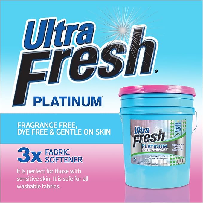 Ultra Fresh Platinum Fragrance & Dye Free Fabric Softener Up to 640 Loads Bundled with Platinum 6X Laundry Detergent Sheets with Fragrance & Dye Free