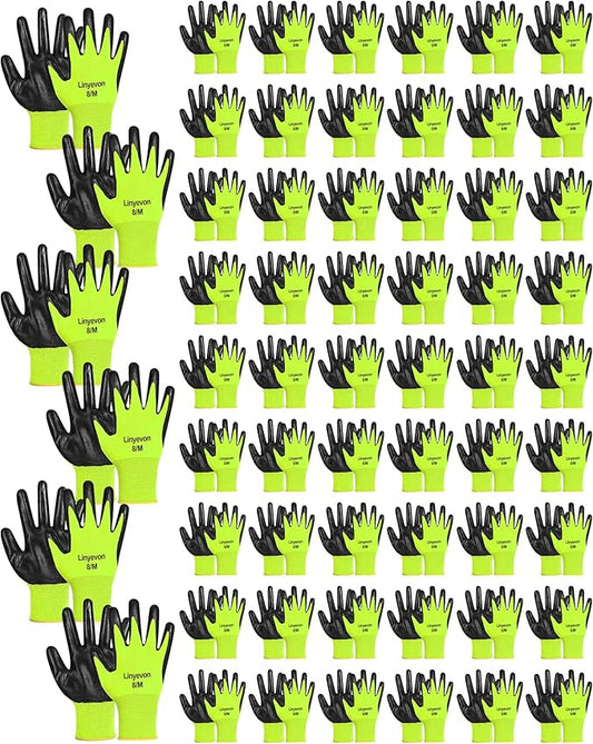 Maxcheck PU Coated Gloves Bulk, Reusable Rubber Safety Gloves for Men Women Work Warehouse, Mechanic, Woodworking