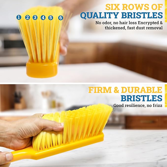 Kleen Handler 13.75” Counter Brush with Polypropylene Bristle and Handle, Commercial and Household Cleaning Handheld Broom (6)
