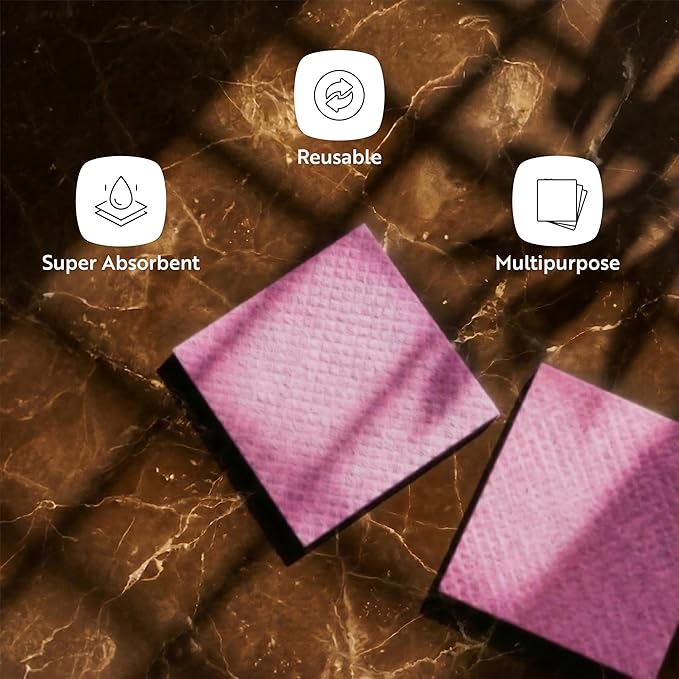 Restaurantware Swedish Dishcloths Pack of 200 Cellulose Reusable Absorbent Pink Kitchen Towels, Washable Quick-Dry Dish Towels, Sustainable Pink Cleaning Cloths Super-Absorbent Biodegradable Odorless