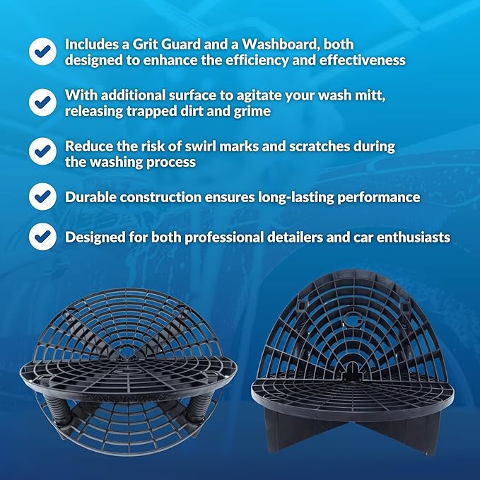 Grit Guard The Original Bucket Insert with Washboard Combo | Removes Dirt from Wash Mitt for Detailing | Car Wash Bucket Insert & Washboard | Red/Red