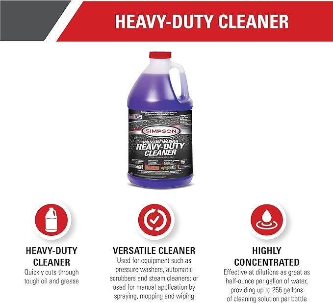 Simpson Cleaning Concentrated Soap Solution for Pressure Washers and Spray Bottles, Use on Concrete, Vinyl Siding Cleaner, Appliances, Windows, Cars, Fences, Decks, 88282 Purple, 1 Gallon