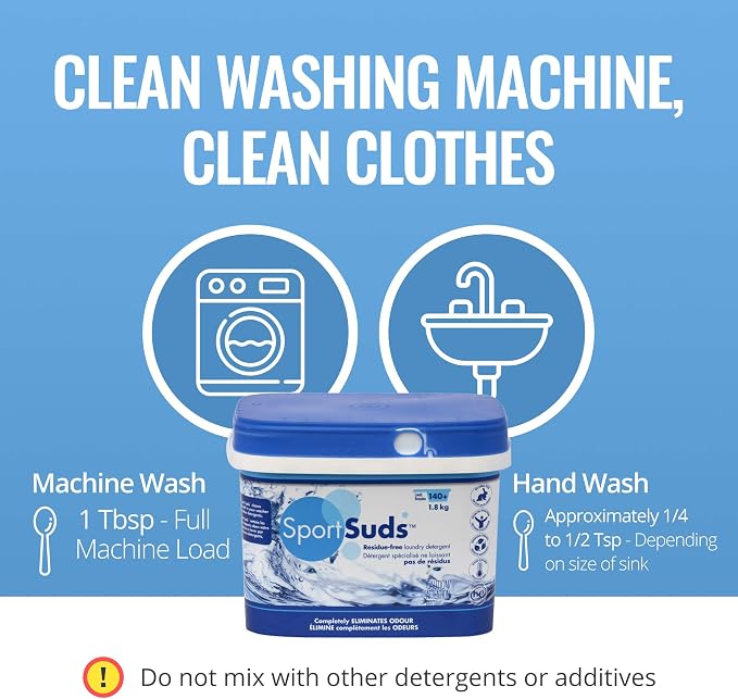 Sport Laundry Detergent, Odor Eliminator Technology, Laundry Soap for Workout Clothes and Everyday Use - Sport Suds 1.8Kg