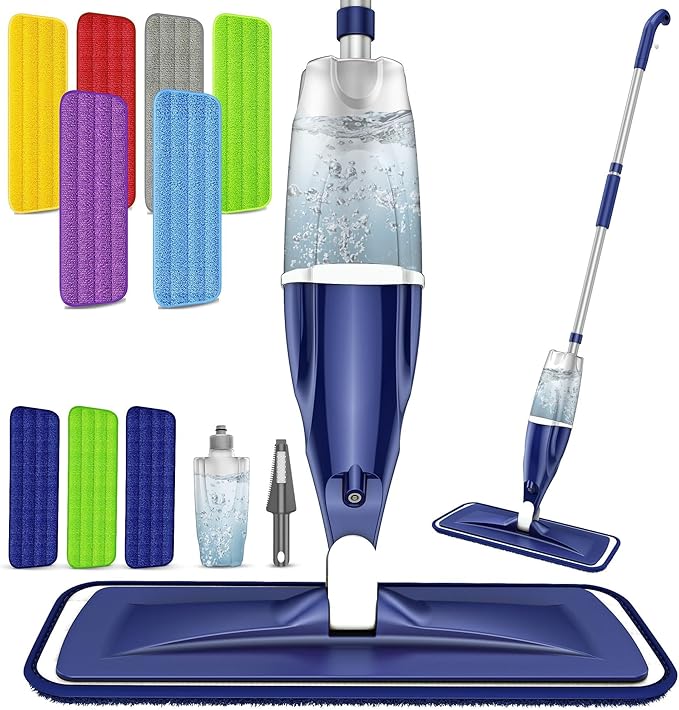 Wet Dry Hardwood Floor Mops with 9 Washable Reusable Pads for Swiffer Powermop