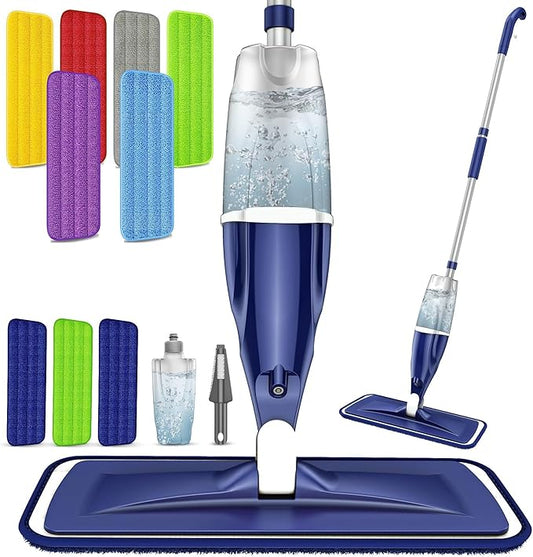 Wet Dry Hardwood Floor Mops with 9 Washable Reusable Pads for Swiffer Powermop