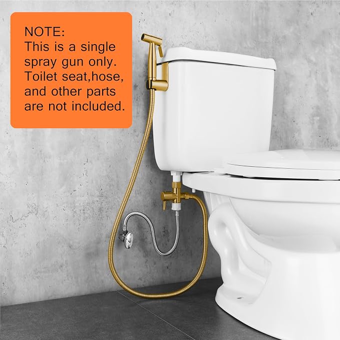 Brushed Gold Bidet Sprayer Head Only, Stainless Steel Handheld Toilet Sprayer Replacement with G1/2 Connector, Adjustable Pressure for Cloth Diaper, Pet Shower, Bathroom Cleaning