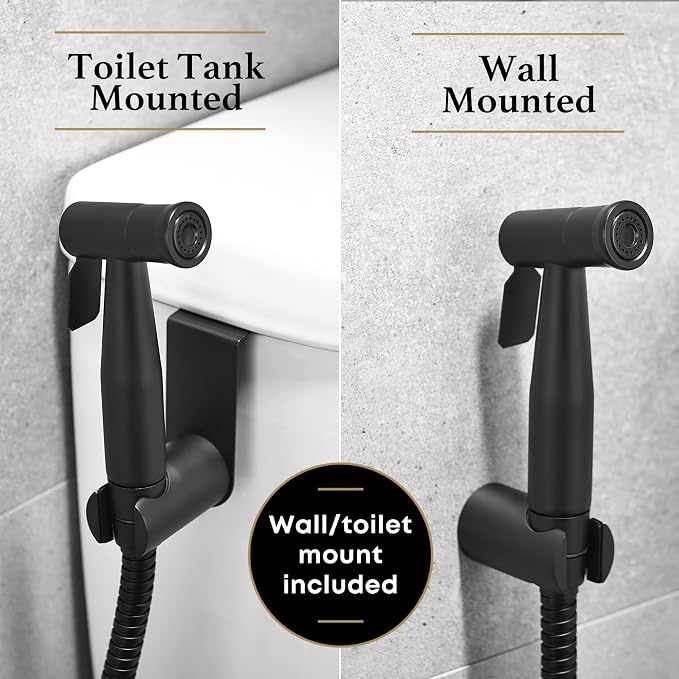 Purrfectzone Black Bidet Sprayer for Toilet, Handheld Shower Kit, Easy-to-Install Toilet Handheld Set, Hand Held Stainless Steel with Adjustable Flow, Cloth Diaper Sprayer Shattaf