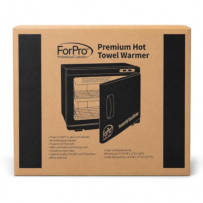 ForPro Professional Collection Premium Hot Towel Warmer, 23L Extra Large Capacity, Two Stainless Steel Racks, Black