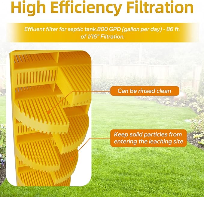 Septic Filter for 4 Inch Septic Tank Inlet, Upgrade Residential Sewer Effluent Filter Cartridge, Replacement Septic Field Pipe Septic Tank Filters Fittings (2 Pack)