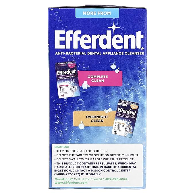 Efferdent Retainer Cleaning Tablets, Denture Cleaning Tablets for Dental Appliances, Minty Fresh & Clean, 90 Count. (Pack of 8)