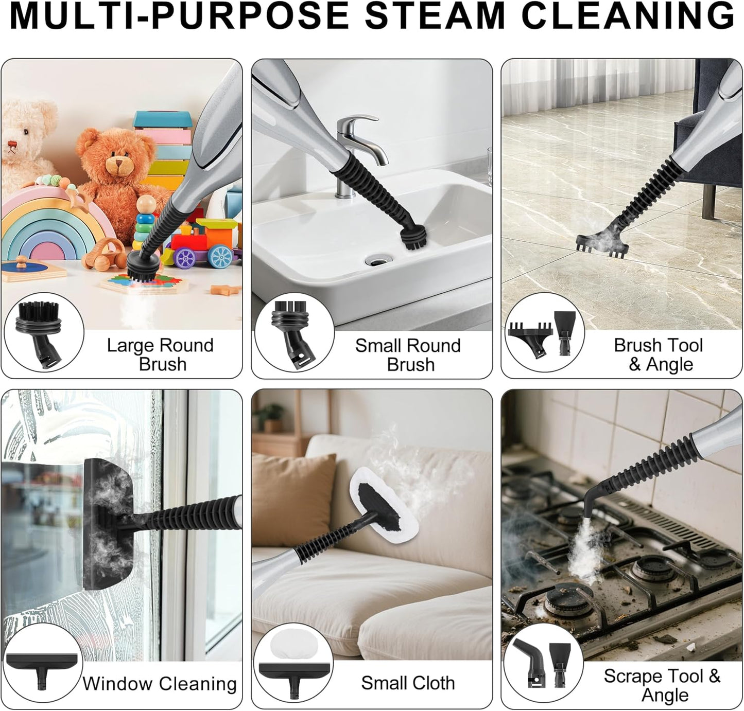 Steam Mop Cleaner, GONGNAR All-in-one Powerful Handheld Steam Cleaner with 11.8 OZ Water Tank & 23FT Power Cord, Detachable Steam Mop for Floor Cleaning, Tiles, Windows, Tile Grout, Carpets, Furniture