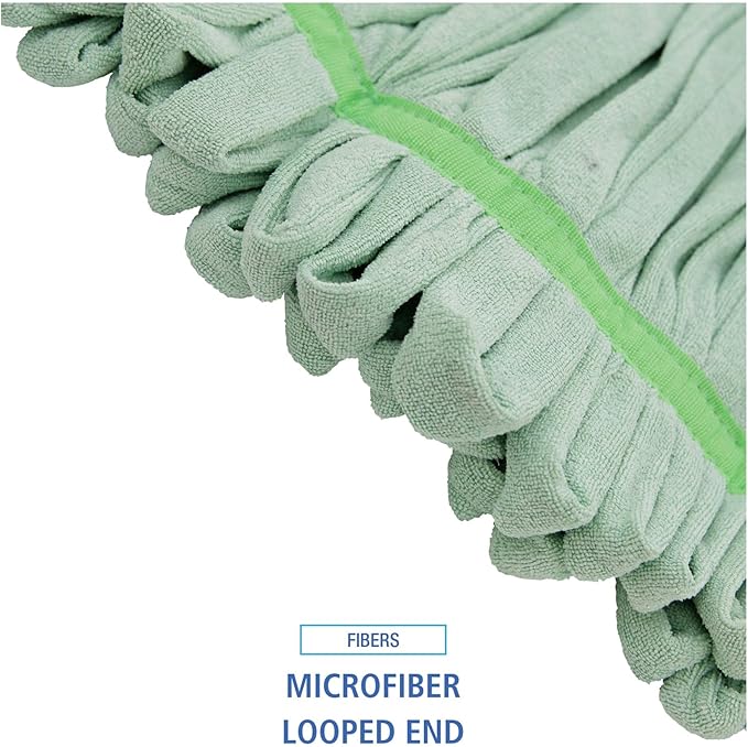 Boardwalk Microfiber Looped-End Wet Mop Head, Large, Green, 12/Carton