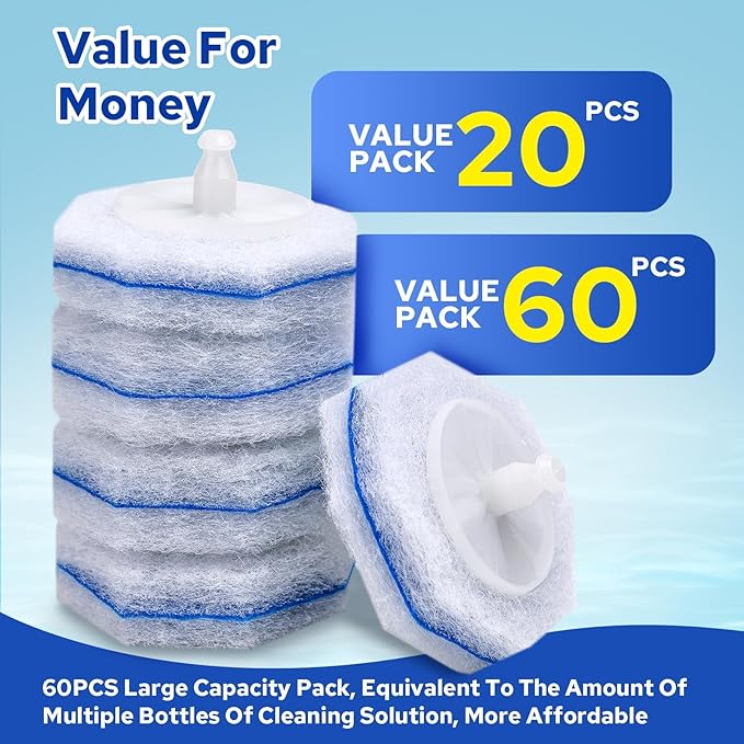 Cecailin® 60pcs Disposable Toilet Brush. Bathroom Cleaning. Disposable bowl cleaners Compatible with Most Toilet Brushes