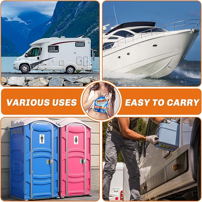 WELLUCK 50 Packs RV Black Tank Treatment Drop Ins, Black Tank Deodorizer for RV, Camping Tank Cleaners Chemicals, MAX Supplement kit for 50 Week, Pine & Cinnamon Scent (Pine&Cinnamon)