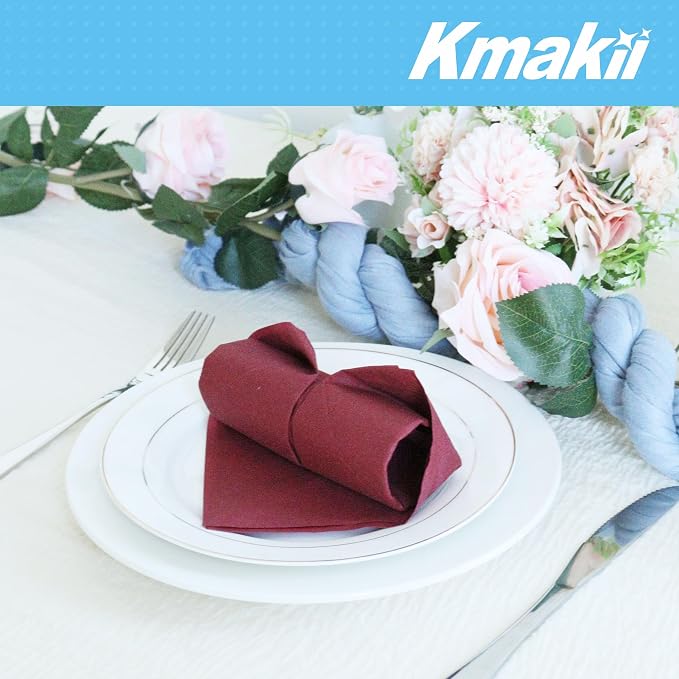 KMAKII Burgundy Disposable Dinner Napkins Linen-Feel Colored Paper Napkins Premium Cloth Like Napkins Ideal For Restaurant, Events, Weddings&Party,50 Pcs 16 x 16 inches