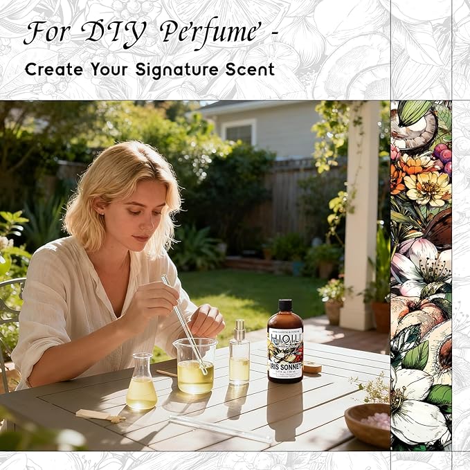 HIQILI Iris Sonnet Fragrance Oil, Premium Concentrated Scent for Home Diffuser, Perfume Balm Making, Linen Spray - 5.07 Fl Oz