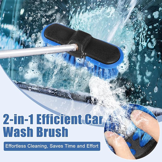 Car Wash Brush Head with Soft Bristle, 8in Car Cleaning Brush with Protective Bumper for Cleaning Auto Cars Trucks RV Boat Deck (4 Pack)